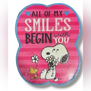 OPEN ROAD Peanuts Snoopy Woodstock Metal Sign NEW